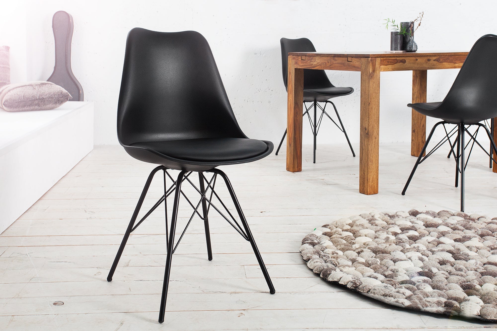 Juego de 2x sillas retro SCANDINAVIA MEISTERSTÜCK, negras