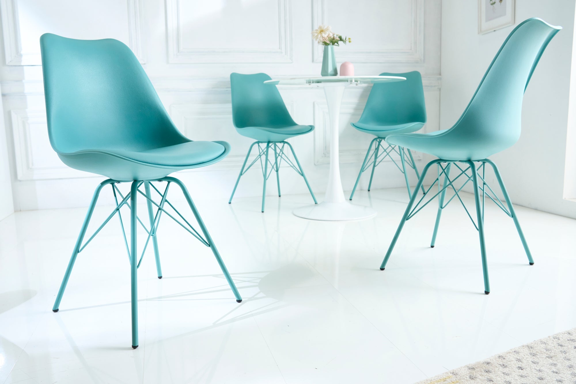 Juego de 2x sillas retro turquesa SCANDINAVIA MEISTERSTÜCK
