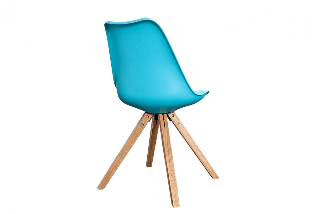 Chaise rétro SCANDINAVIA MEISTERSTACK turquoise avec pieds en bois massif