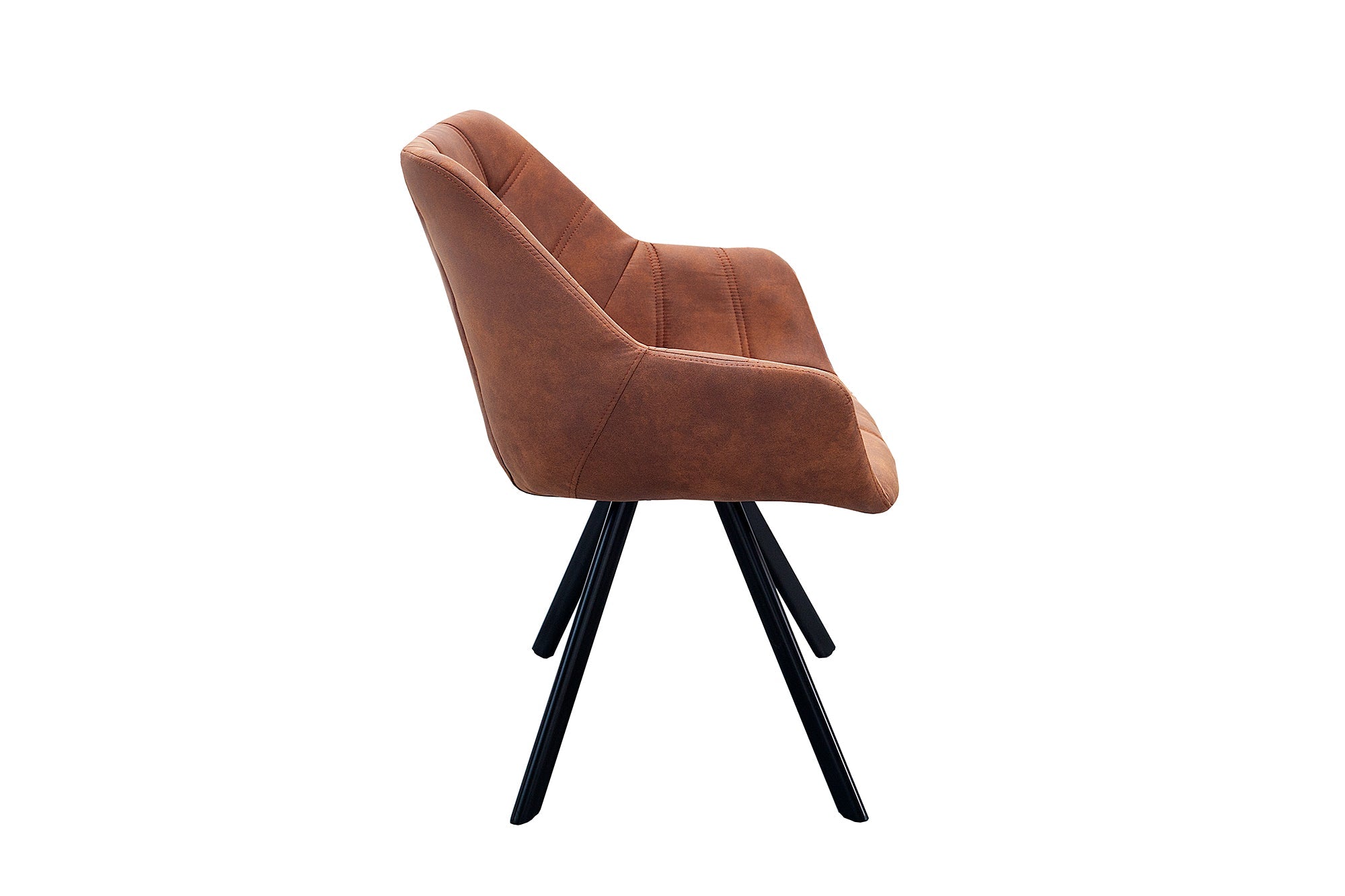 Silla retro THE DUTCH COURTURIER de microfibra marrón antiguo con reposabrazos y costuras decorativas
