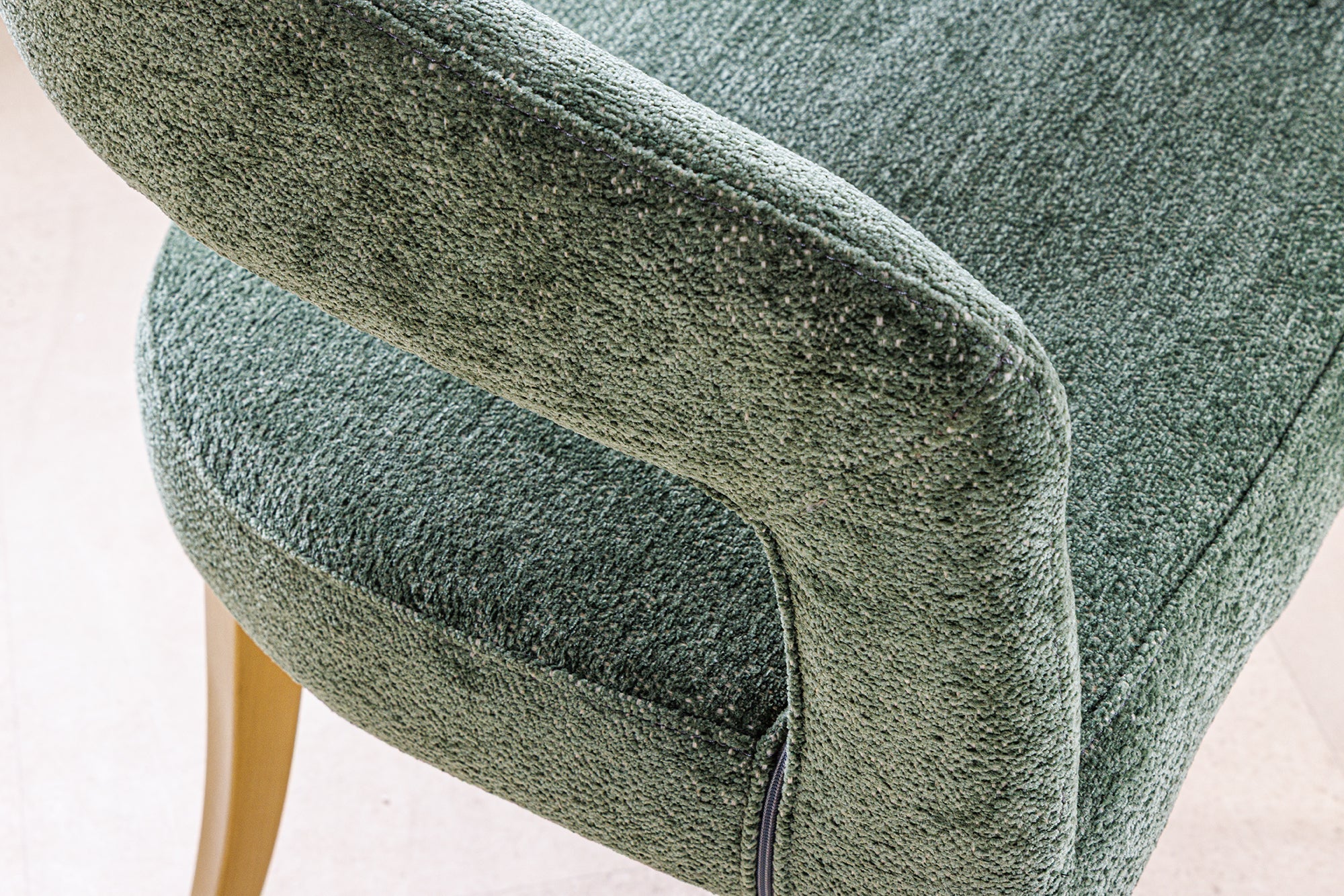Lot de 2x chaises scandinave BOUTIQUE tissu texturé vert métal doré champagne brossé