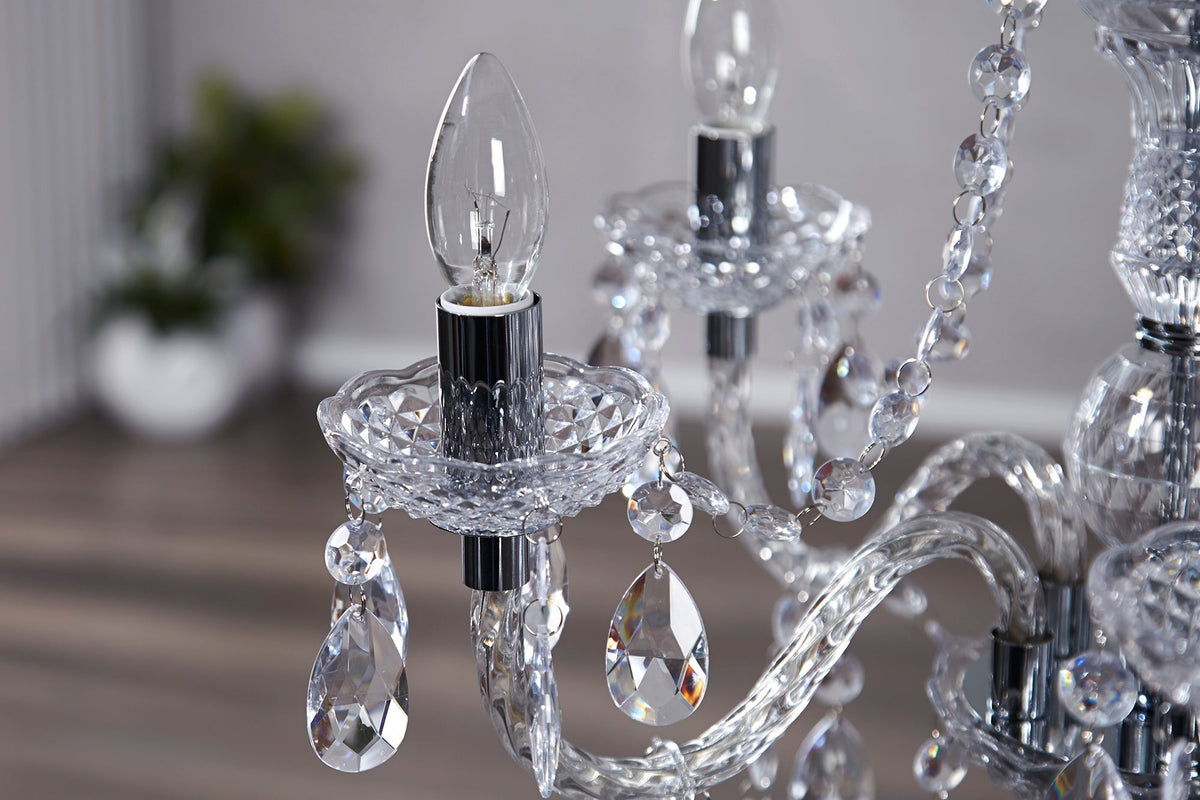 Chandelier DIAMONDS 5-armed clear acrylic