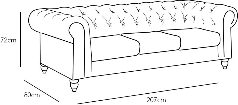 Dimensions Chesterfield 3 places