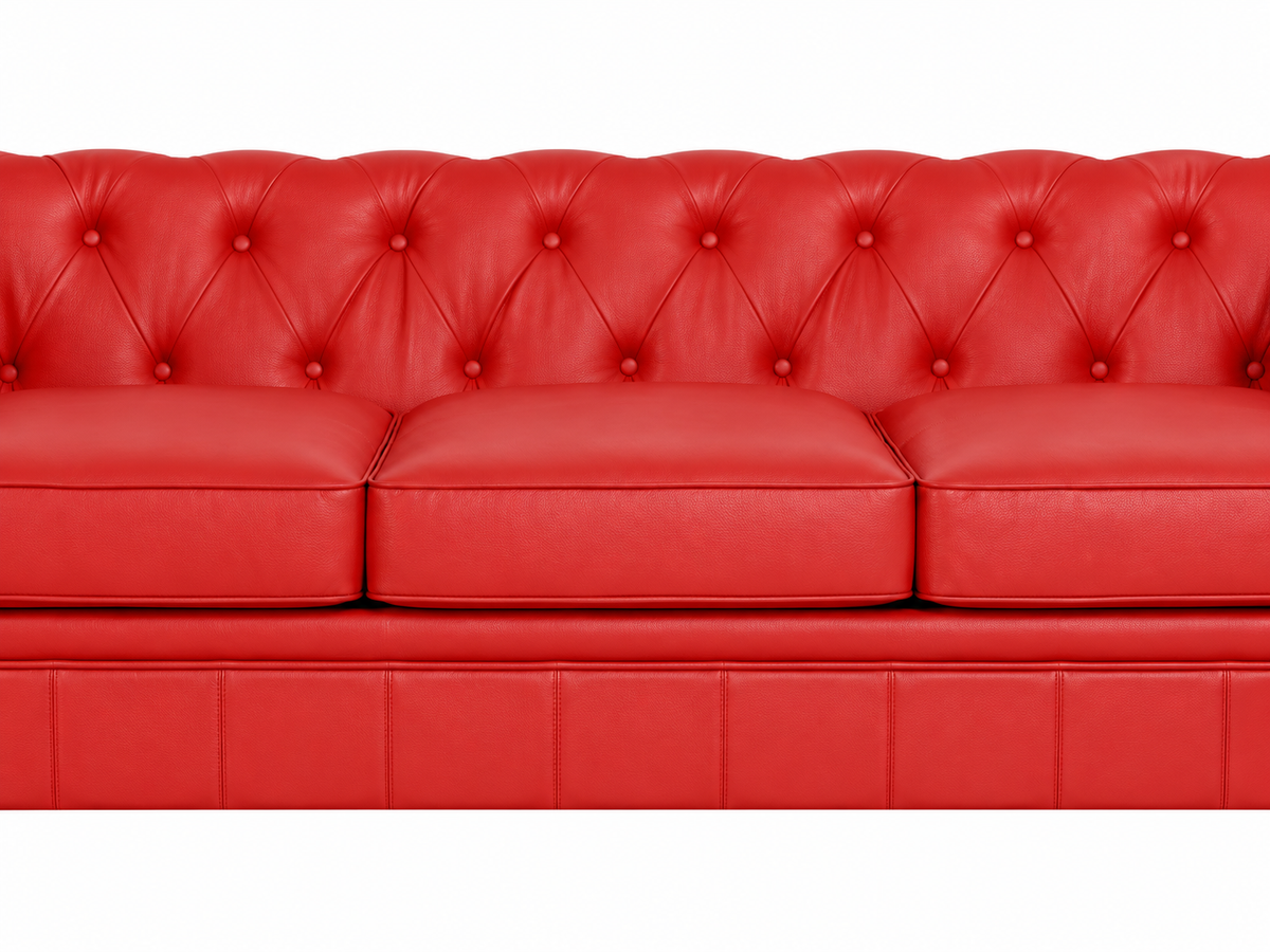 Chesterfield canape 3 places en simili cuir pu rouge — détail
