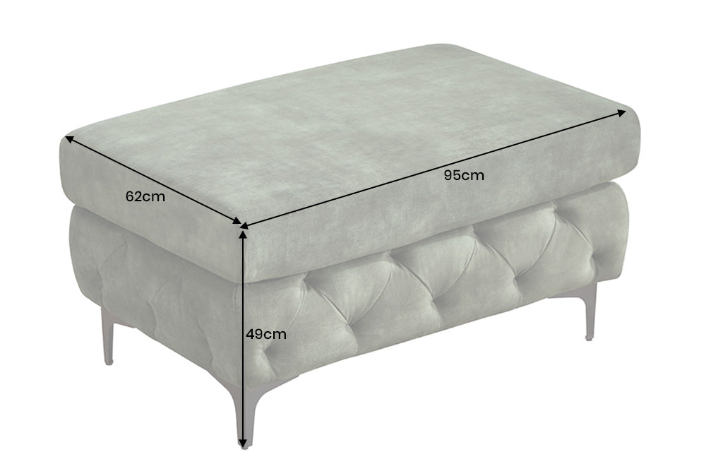 Chesterfield pouf MODERN BAROCK 95 cm vert velours repose-pieds