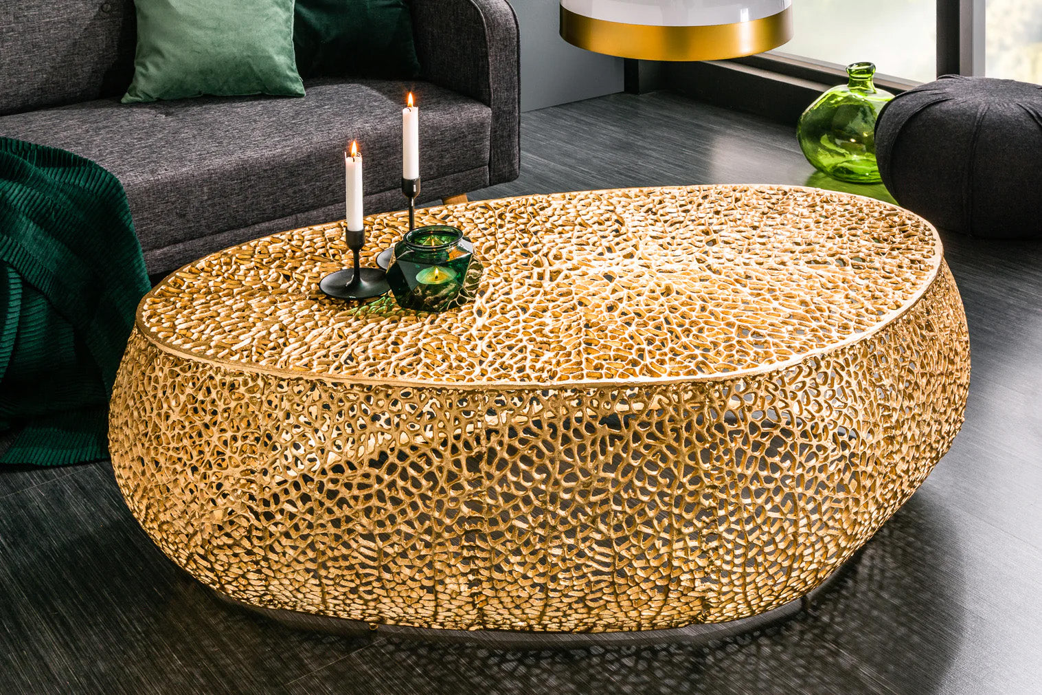 Coffee table ABSTRACT LEAF 120cm gold