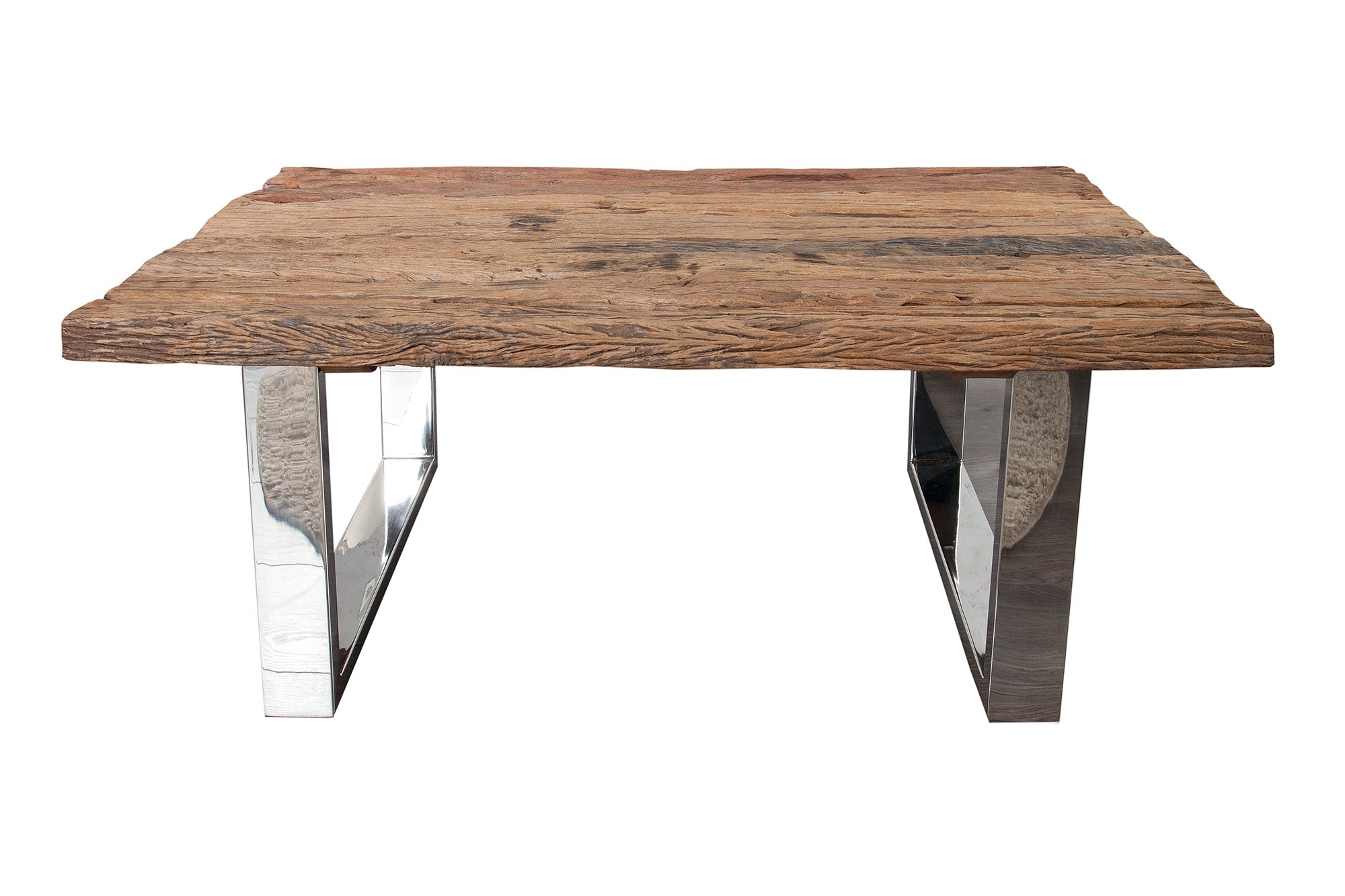 Coffee table EUPHORIA BARRACUDA 110cm recycled massive 40mm teak wood w/o glass plate