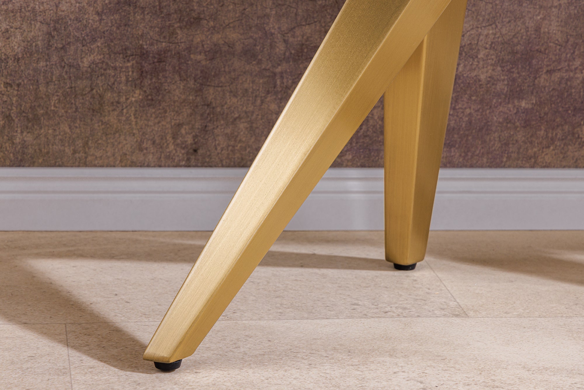 Consola de diseño ART LIVING 140cm mármol blanco cerámica champán oro cepillado