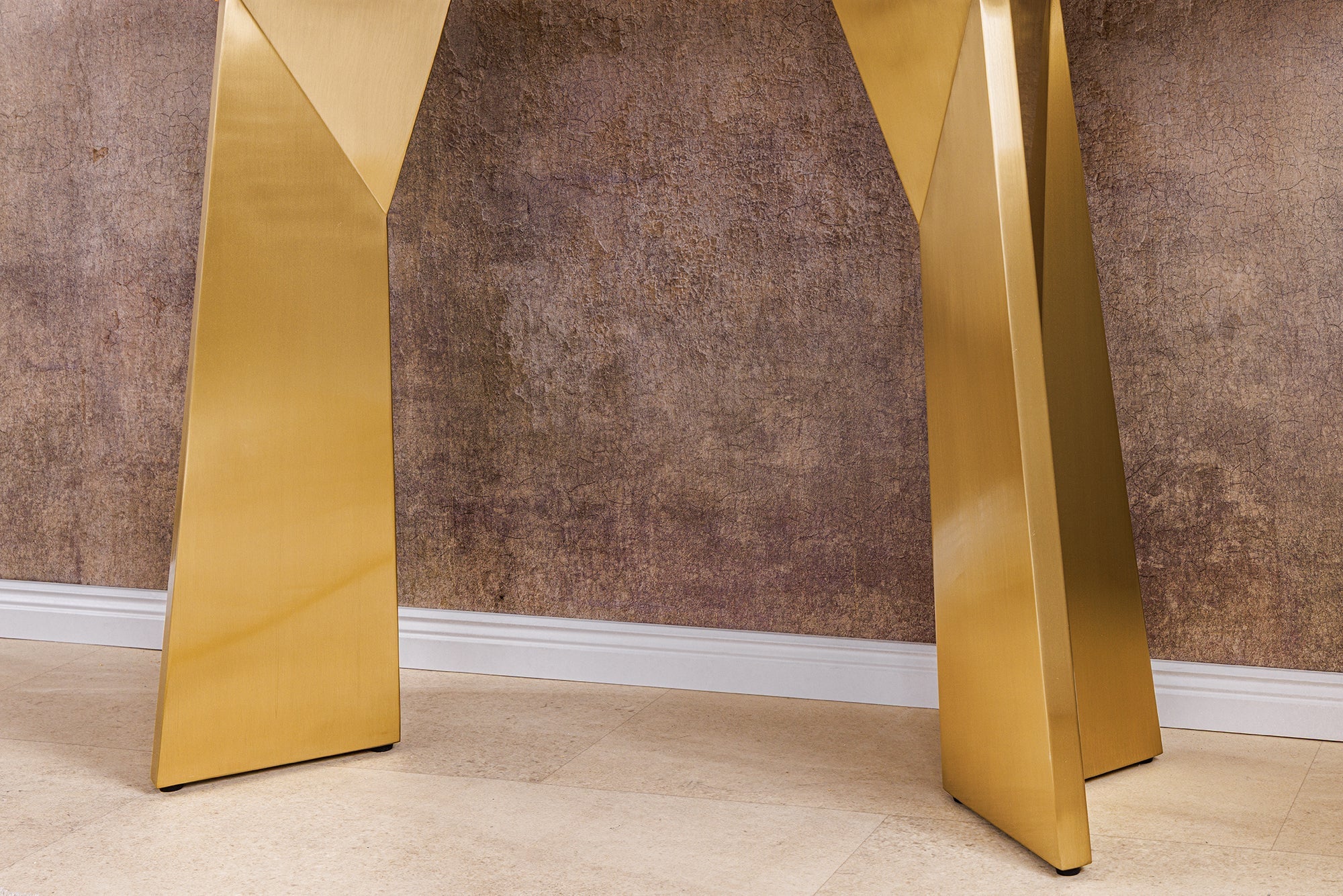 Consola de diseño EXTRAVAGANCIA 140cm mármol blanco metal oro champán cepillado
