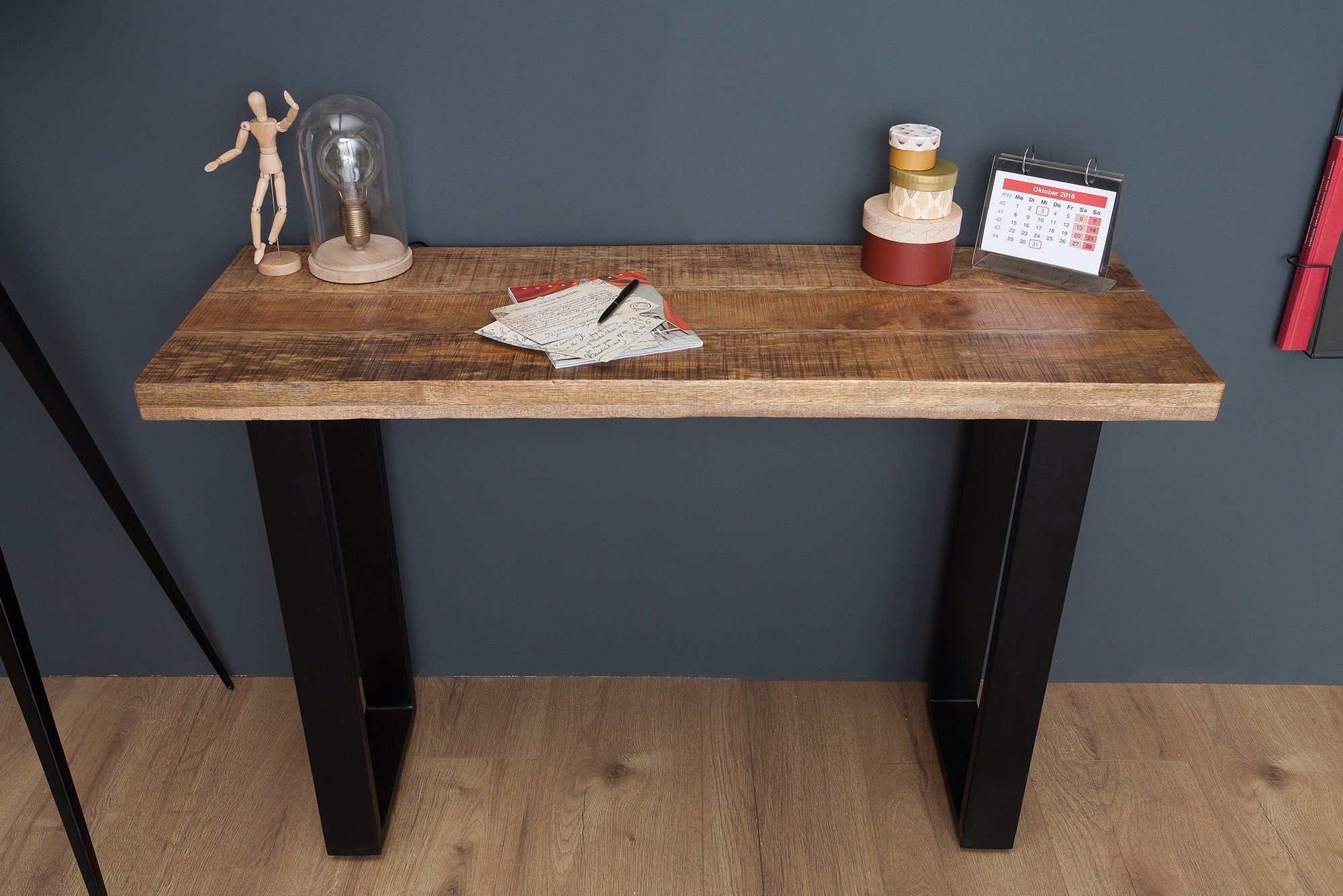 Consola de diseño IRON CRAFT 115cm en madera de mango y hierro