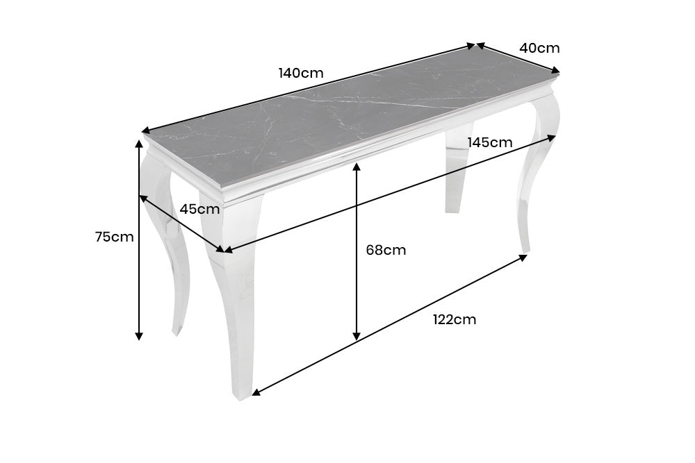 Consola de diseño MODERNE BAROQUE 140cm negro antracita cromo cerámica mármol