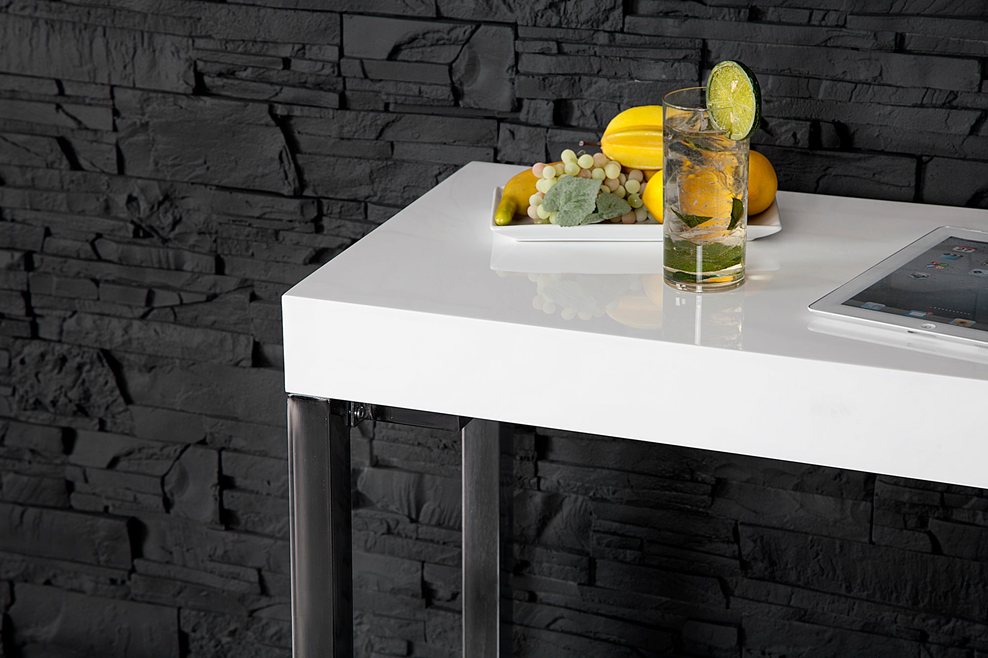 WHITE DESK mesa consola de diseño 120 cm blanco brillante