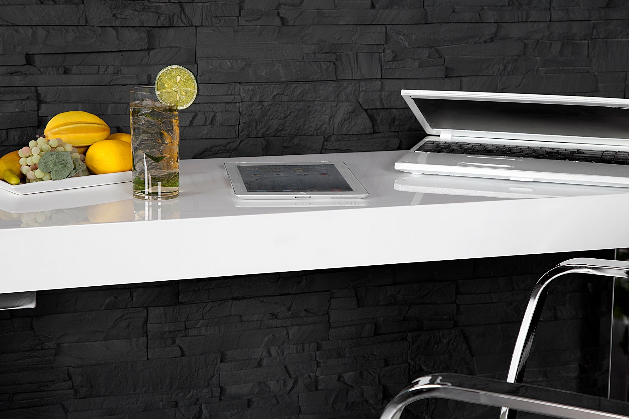 WHITE DESK mesa consola de diseño 120 cm blanco brillante
