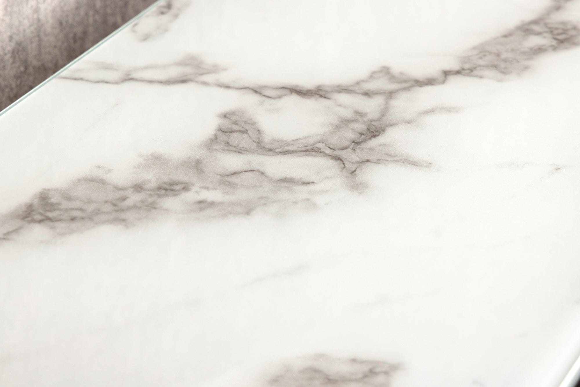 Consola elegante BOUTIQUE 81cm cristal blanco decoración mármol marco negro
