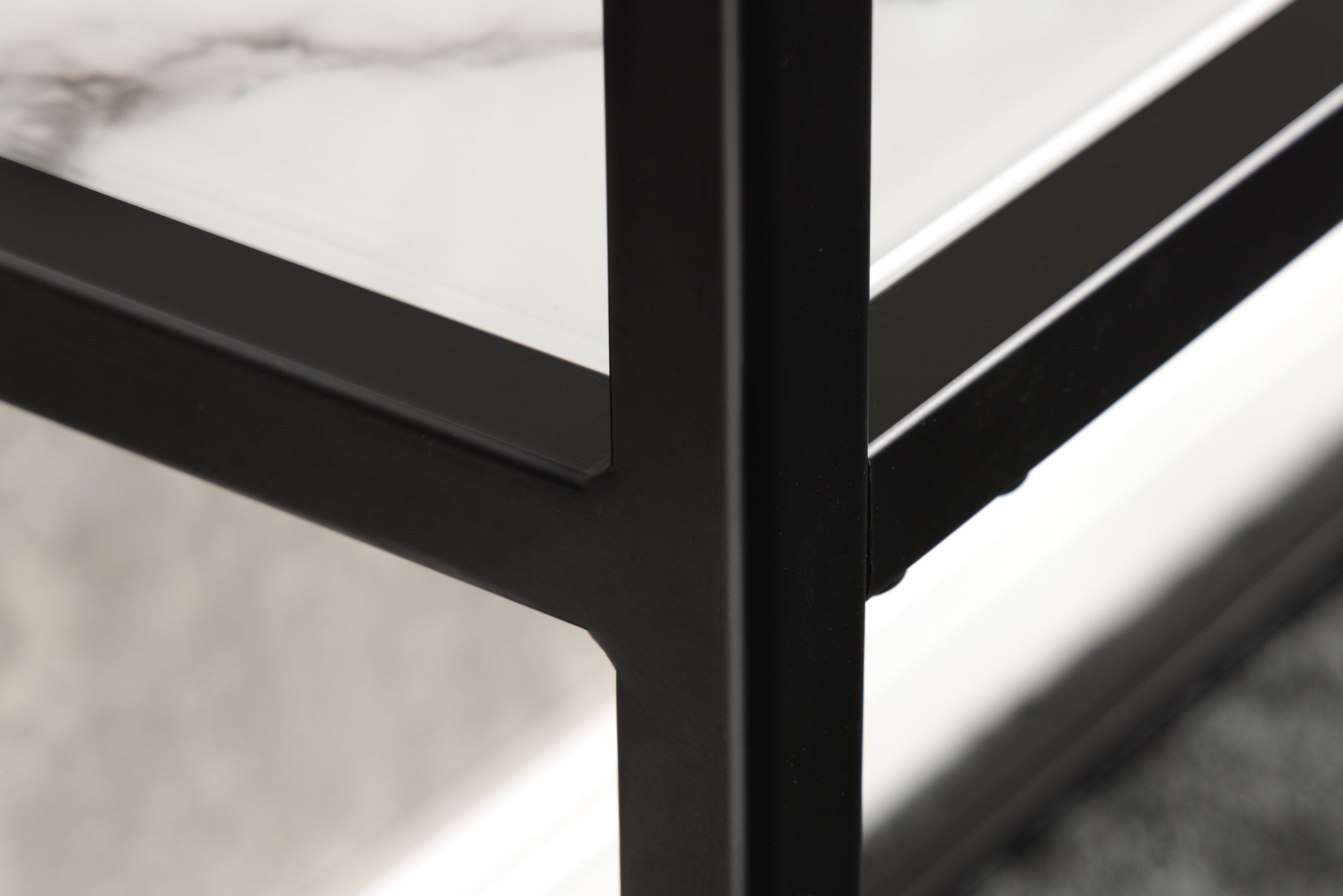 Consola elegante BOUTIQUE 81cm cristal blanco decoración mármol marco negro