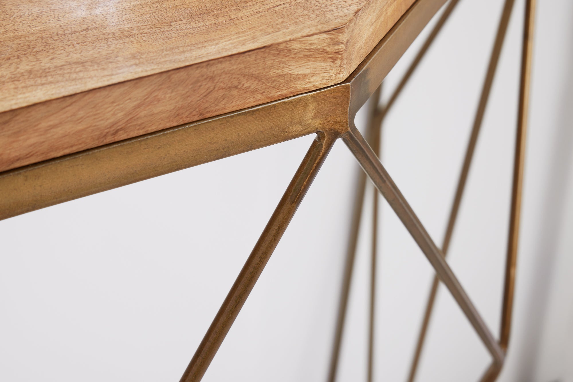 Consola de filigrana DIAMOND 90cm mango latón madera maciza metal