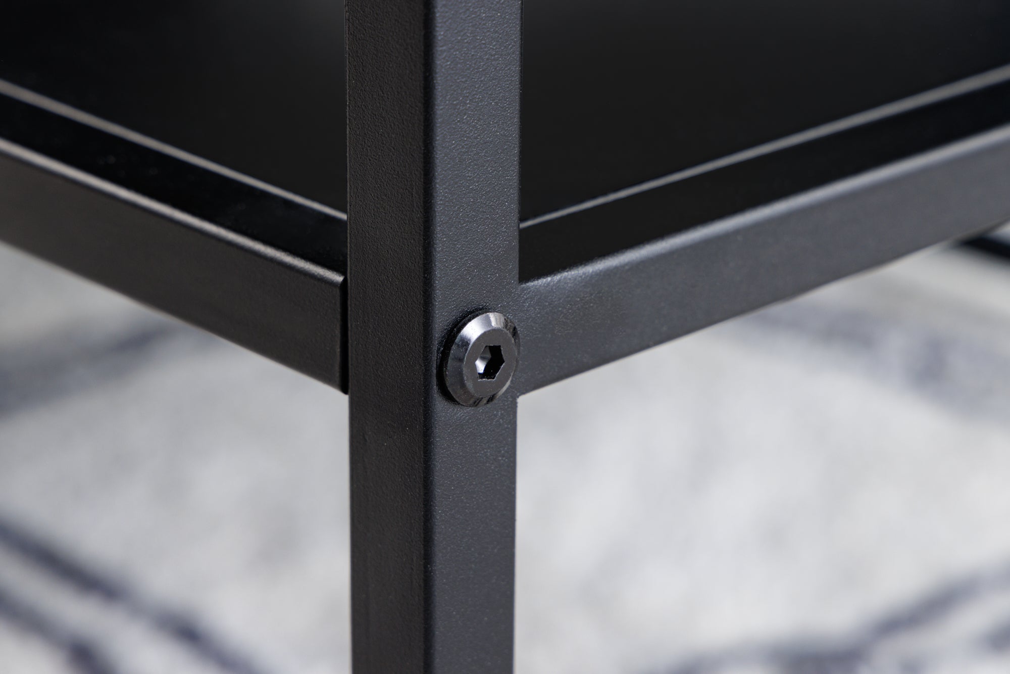 DURA STEEL consola industrial 120cm estante de TV de metal negro con dos estantes