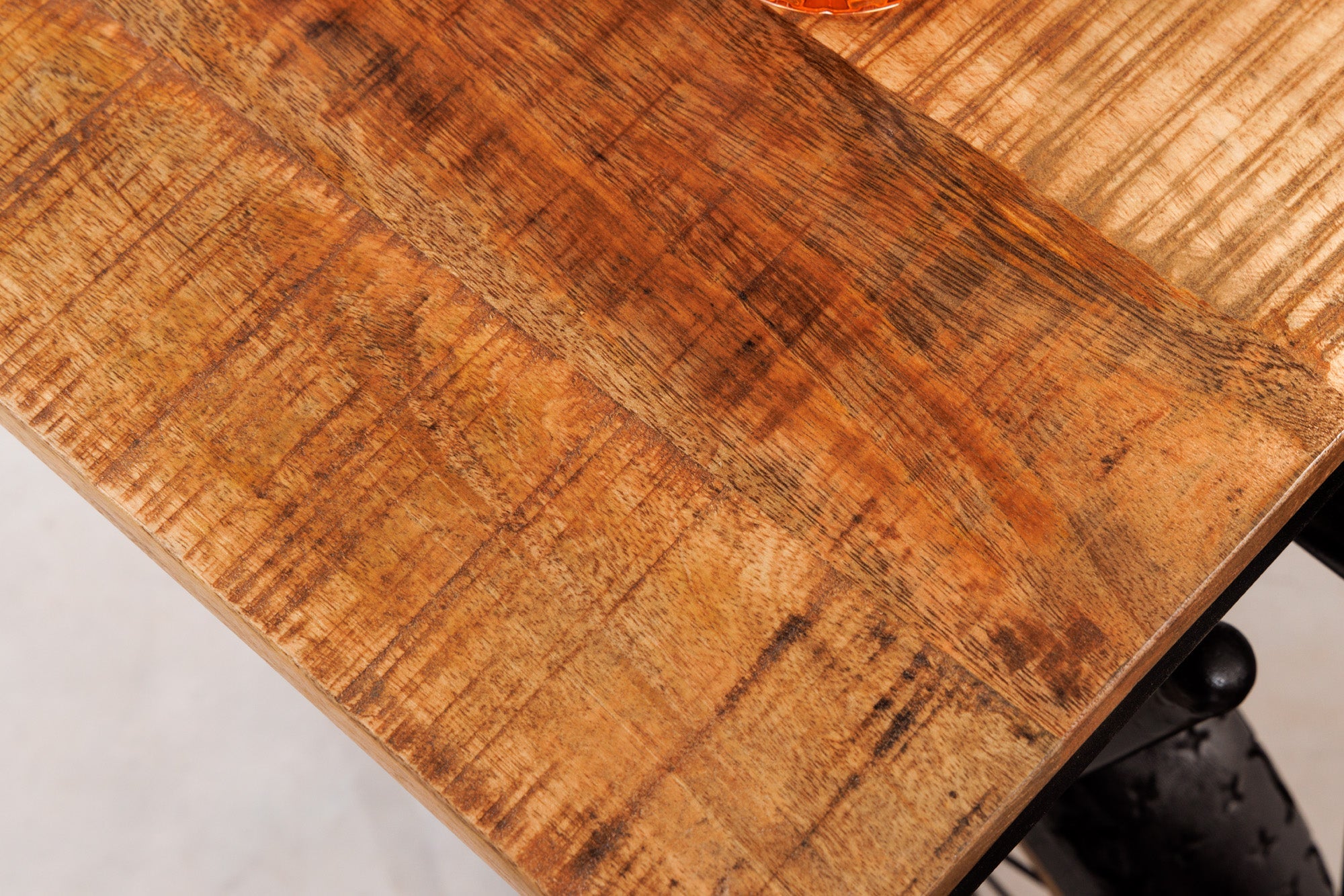 Consola industrial MOTO 185cm mango madera negro barra mostrador moto upcycling