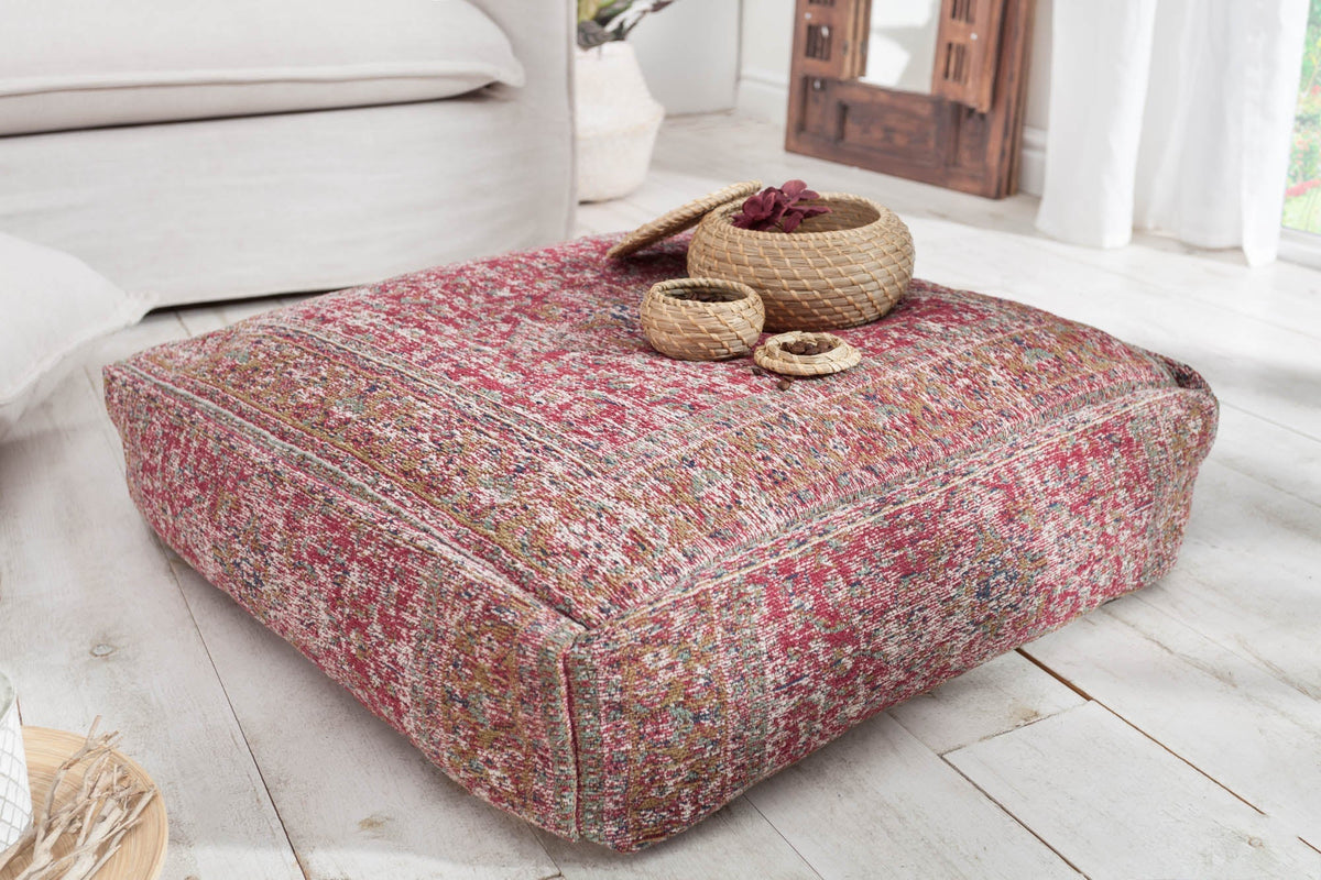 Coussin de sol oriental XL OLD MARRAKESCH 70cm rouge motif floral pouf