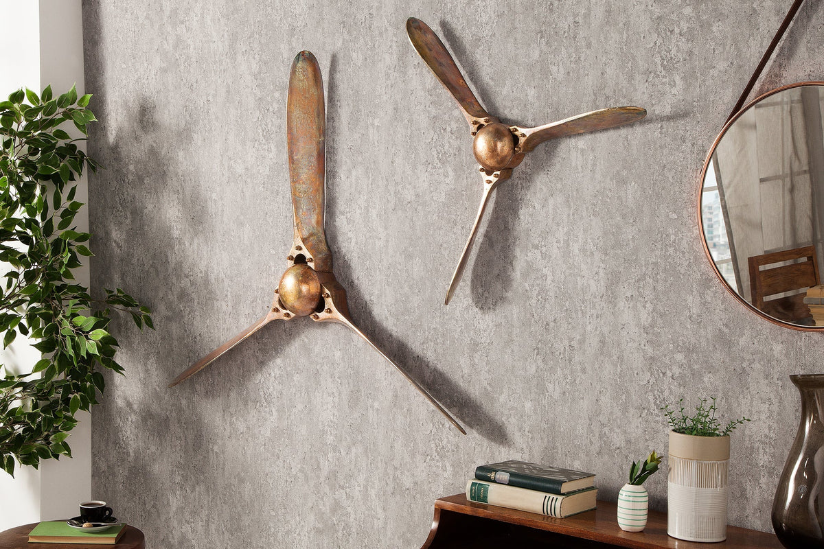 Décoration murale authentique SCREW III 97cm hélice d’avion en cuivre flammé