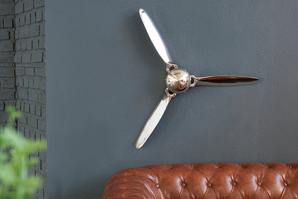 Décoration murale authentique SCREW III hélice d’avion argentée 90cm