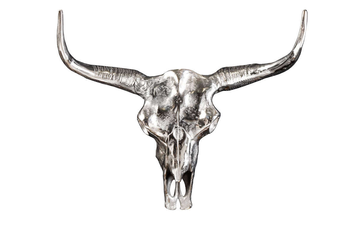 Décoration murale design tête de mort MATADOR 70cm aluminium argenté