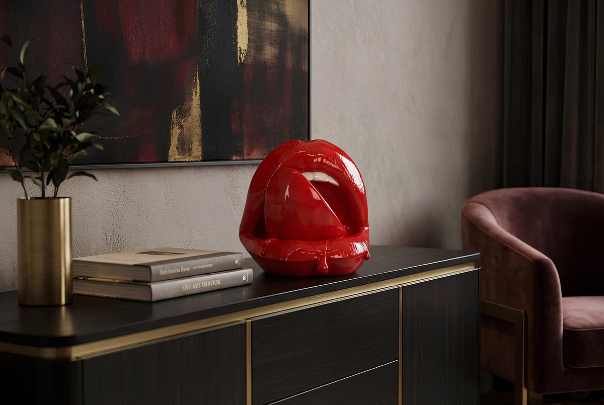Deko-Figur LIP 25cm rot weiß Hochglanz handmade Pop-Art
