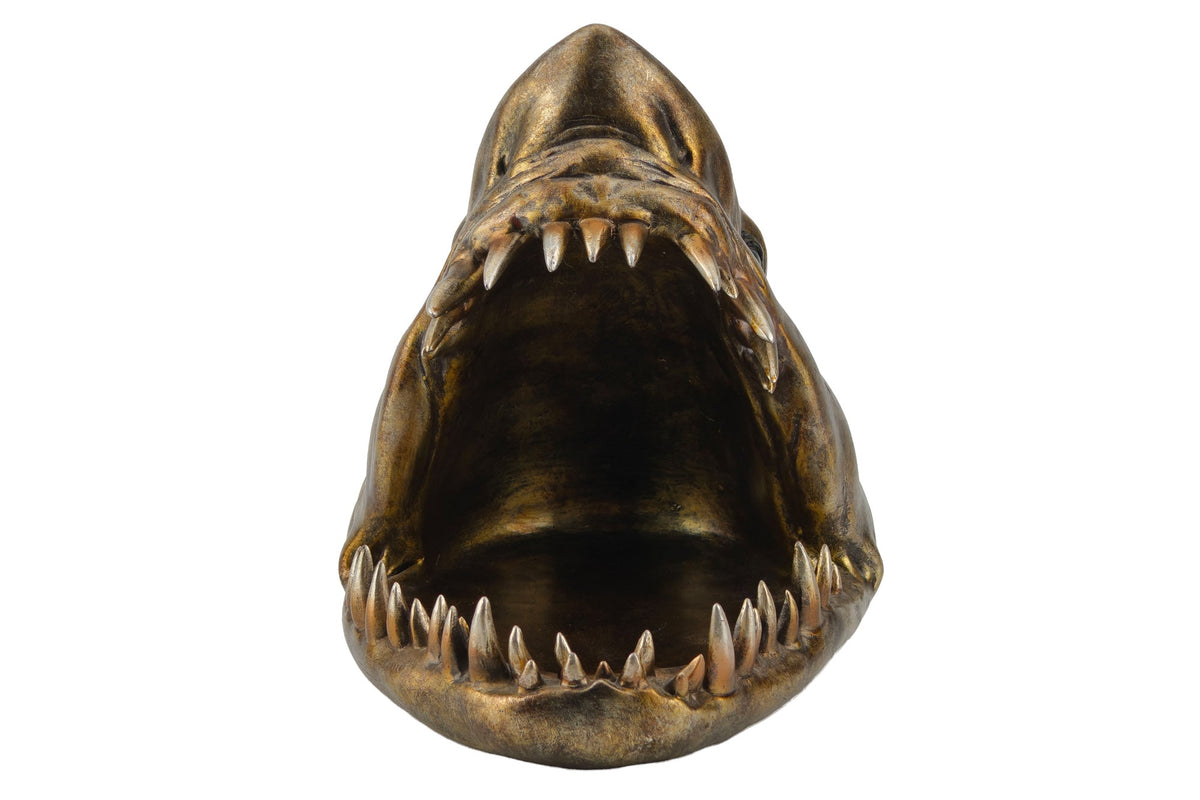 Deko-Figur SHARK HEAD 25cm bronze mit Ablagefach handmade