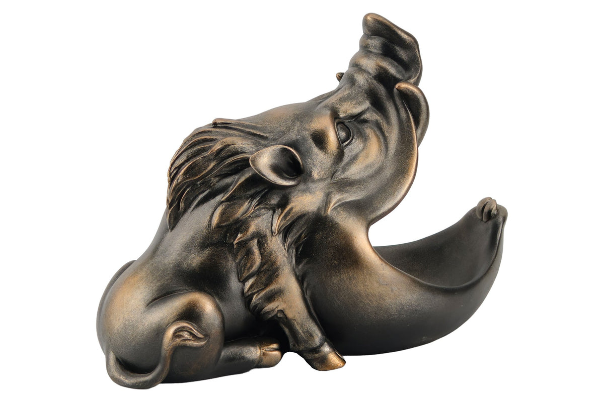 Deko-Figur WARTHOG 35cm bronze mit Ablagefach handmade