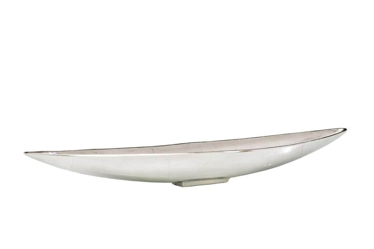 Deko Schale SILVER LEAF 80cm silber handmade Aluminium