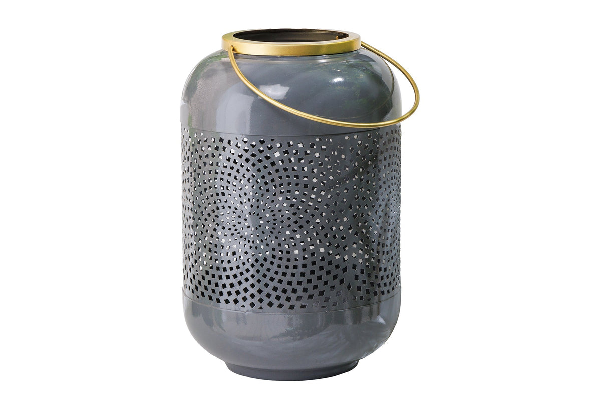 Deko Windlicht CANDLELIGHT 30cm grau Metall handmade Laterne