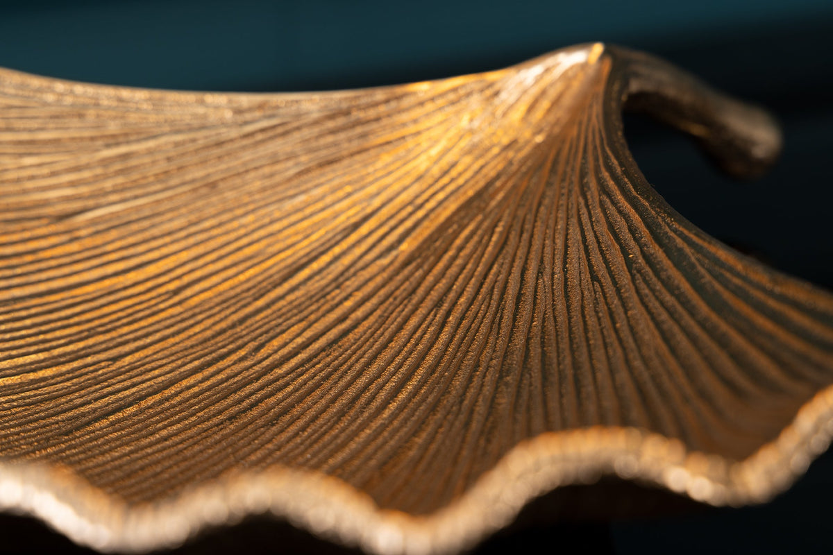 Dekorative Schale GINKGO 35cm gold handmade Metall