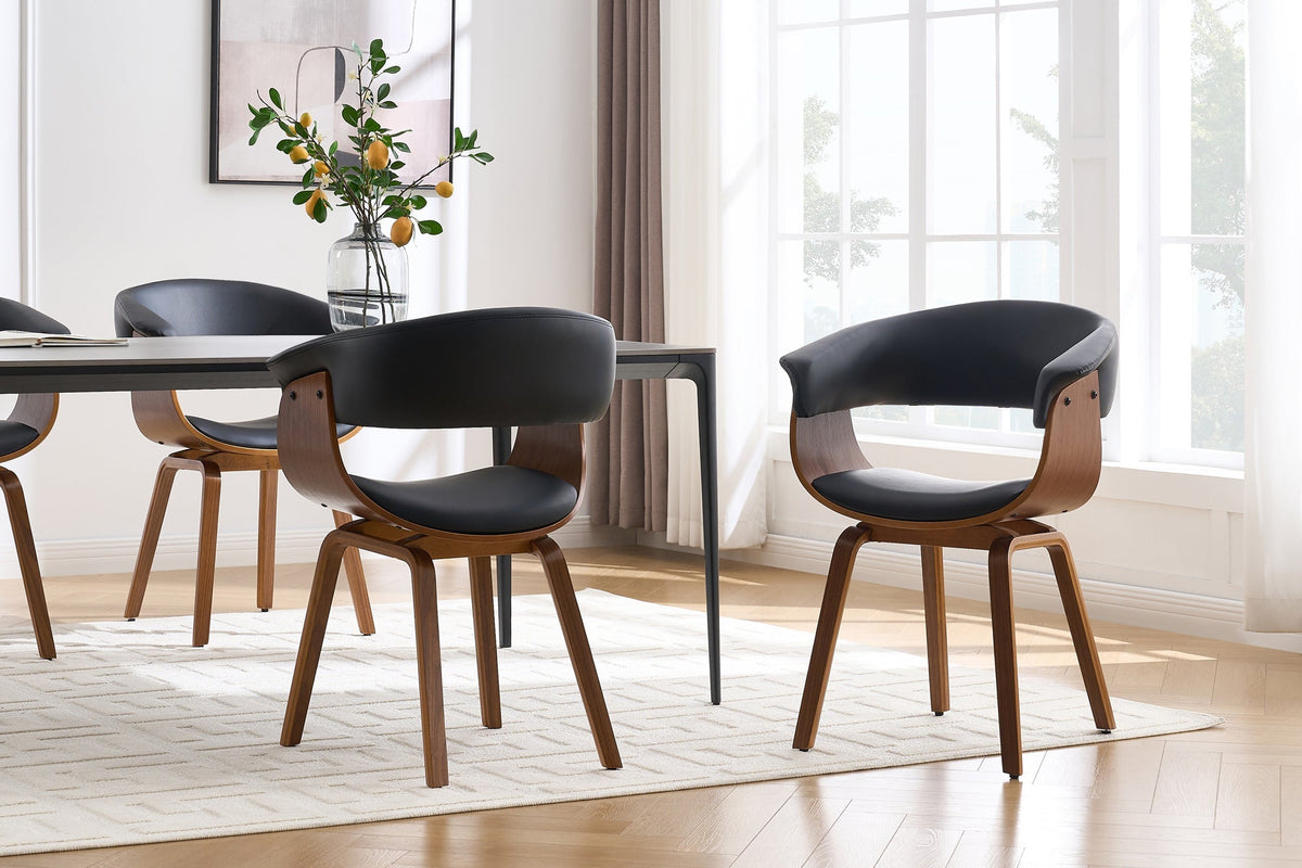 Design chaise ORGANIC noir noyer cuir synthétique avec accoudoirs
