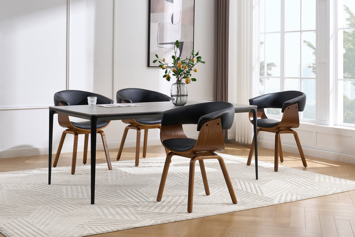 Design chaise ORGANIC noir noyer cuir synthétique avec accoudoirs