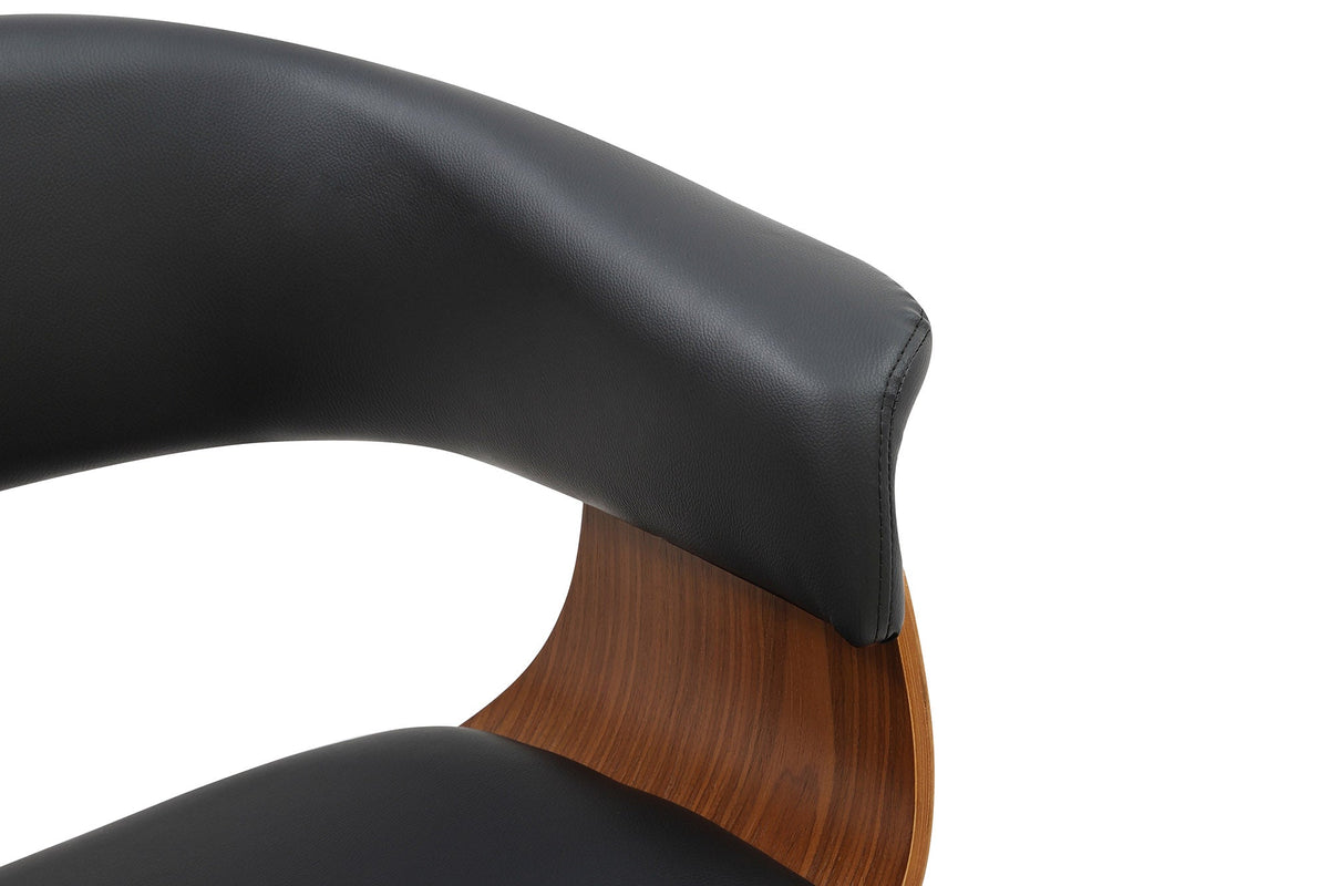 Design chaise ORGANIC noir noyer cuir synthétique avec accoudoirs