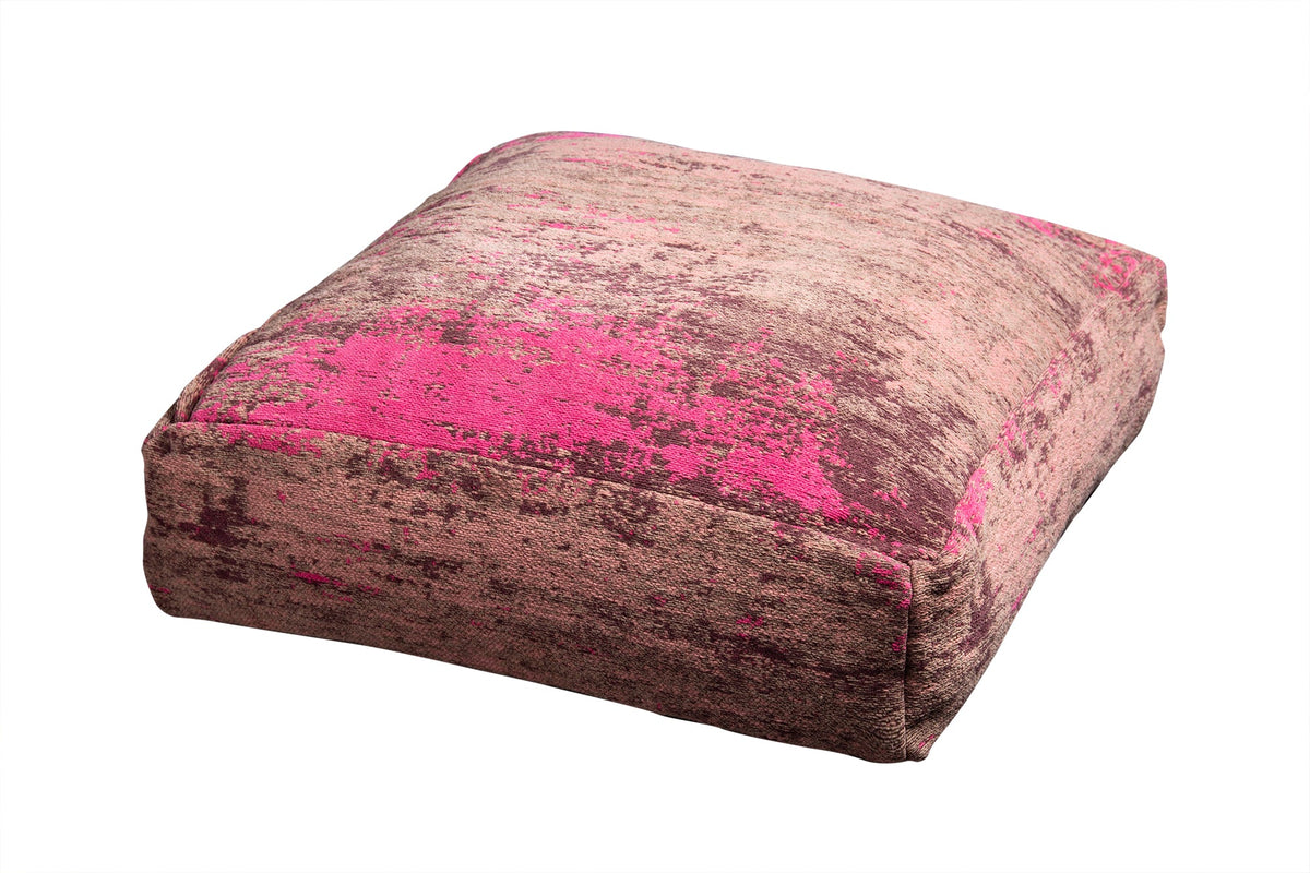 Design coussin de sol XL MODERN ART 70cm rouge rose motif abstrait pouf