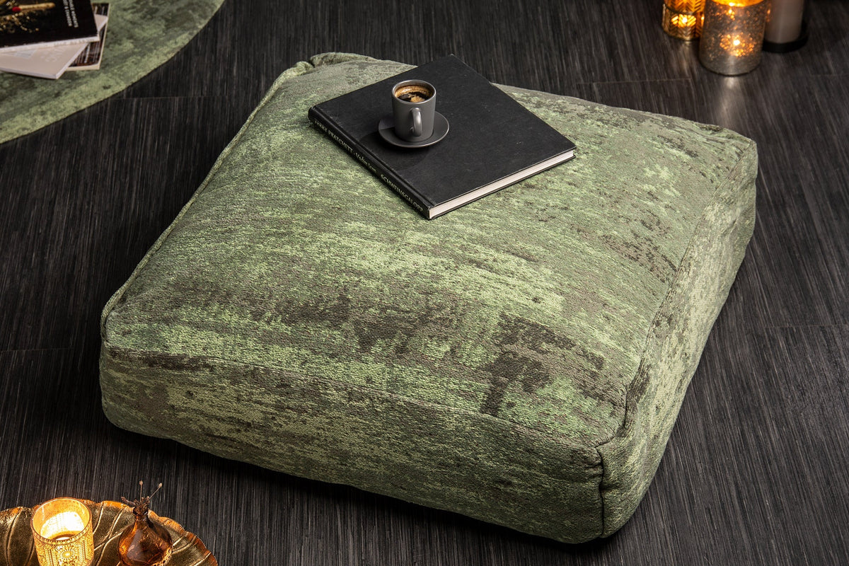 Design coussin de sol XL MODERN ART 70cm vert motif abstrait pouf