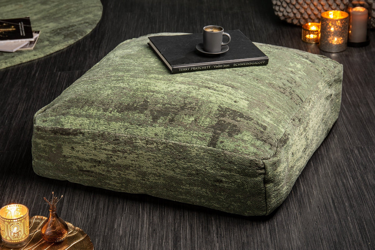 Design coussin de sol XL MODERN ART 70cm vert motif abstrait pouf