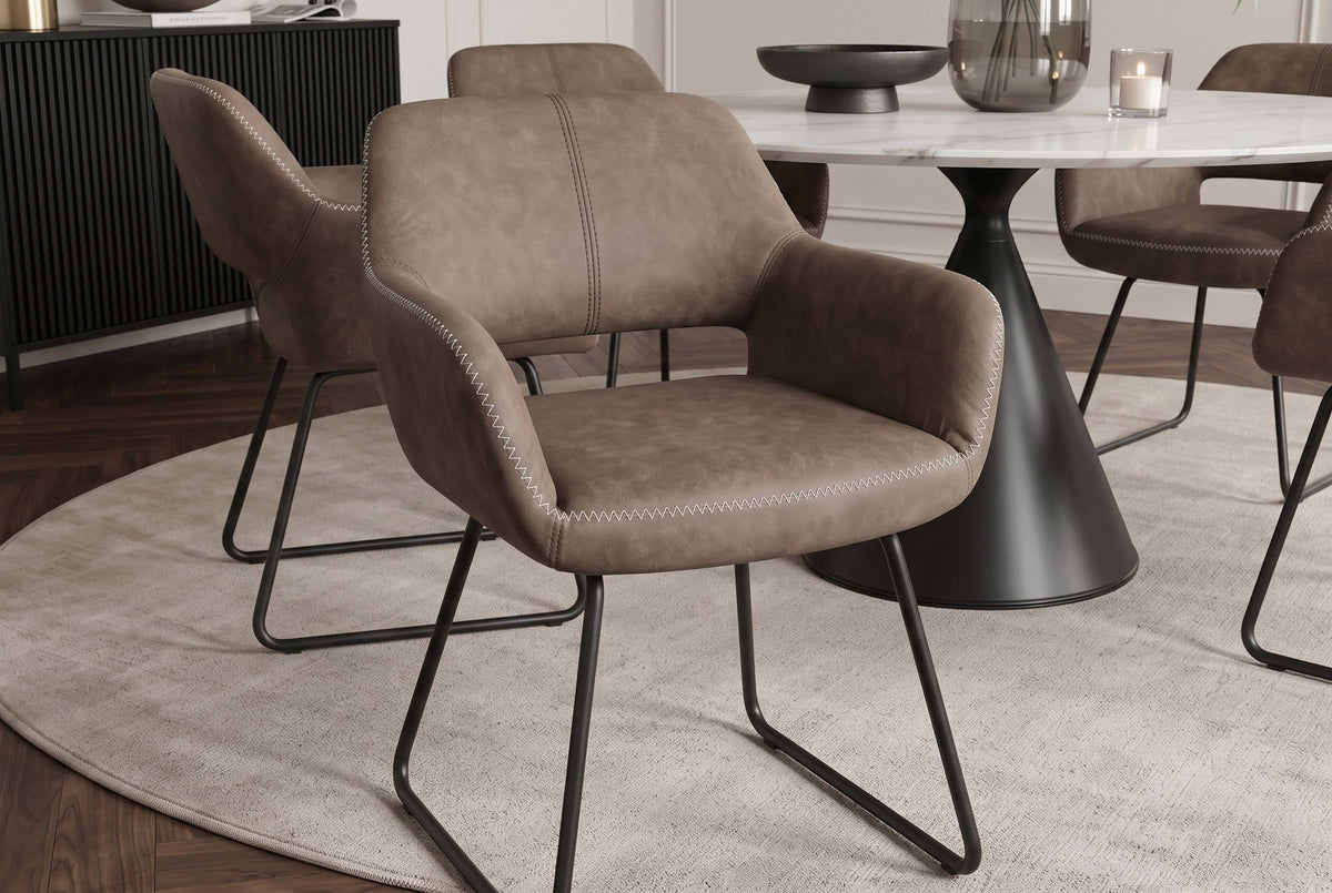 Design fauteuil MUSTANG antique taupe microfibre avec accoudoir