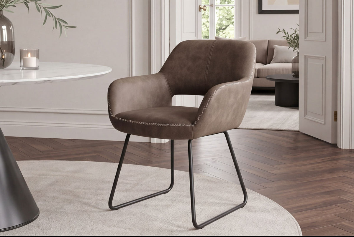 Design fauteuil MUSTANG antique taupe microfibre avec accoudoir