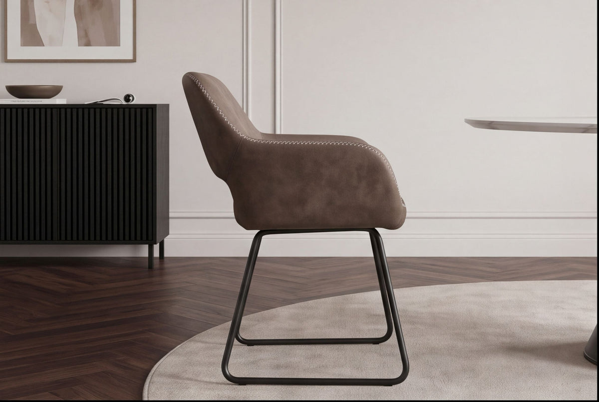Design fauteuil MUSTANG antique taupe microfibre avec accoudoir