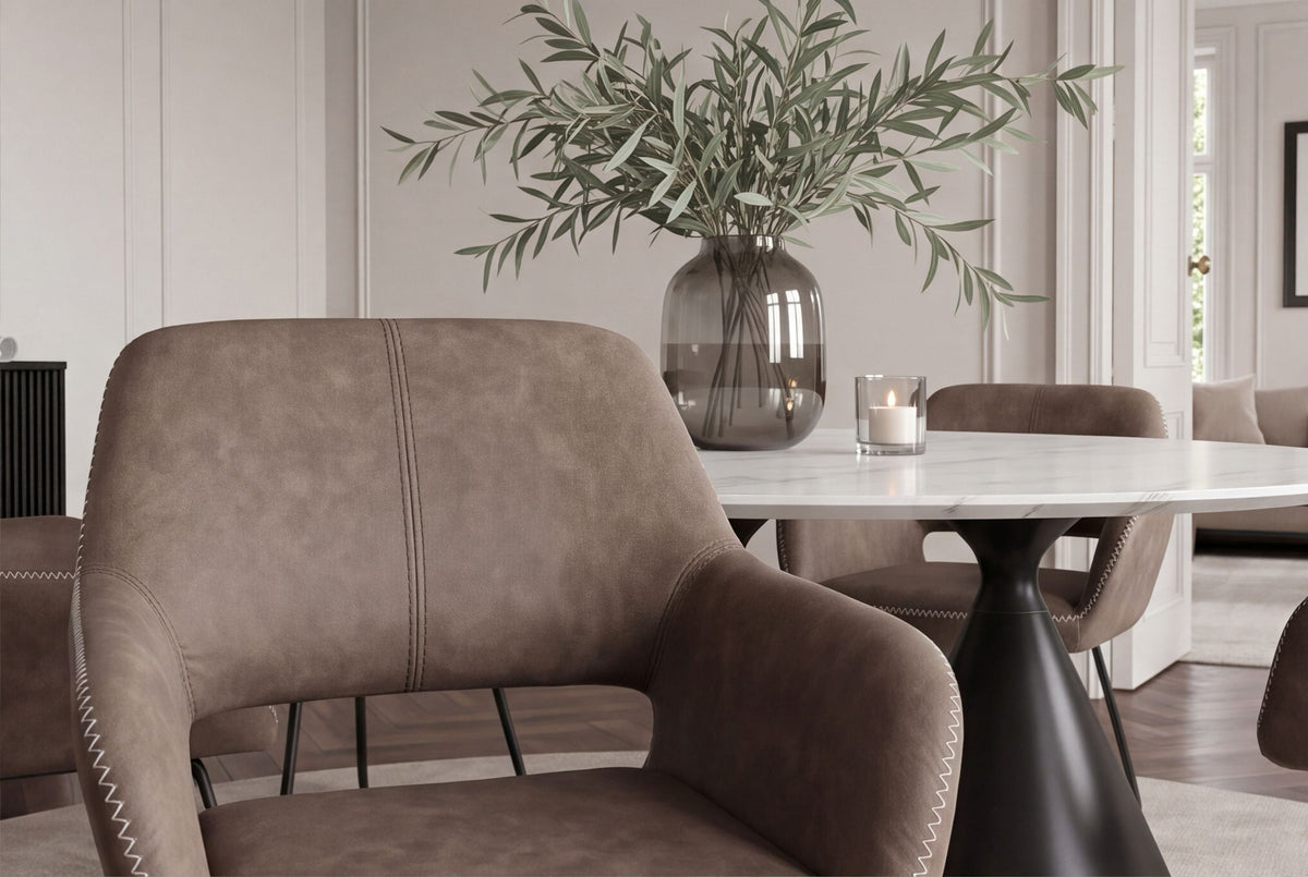 Design fauteuil MUSTANG antique taupe microfibre avec accoudoir