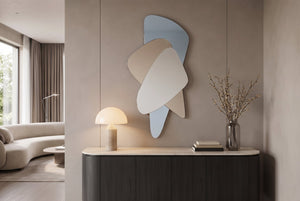 Design Miroir mural GEOMETRIC 120cm bleu marron clair trois surfaces de miroir