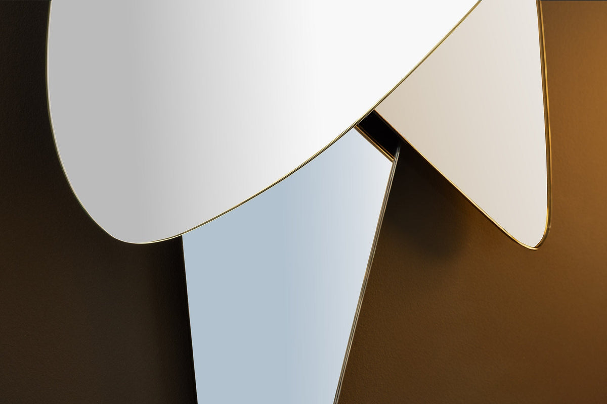 Design Miroir mural GEOMETRIC 120cm bleu marron clair trois surfaces de miroir