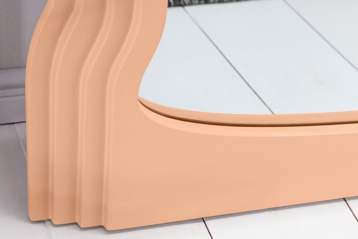 Design miroir mural WAVE 160cm apricot pastel miroir à arc rond