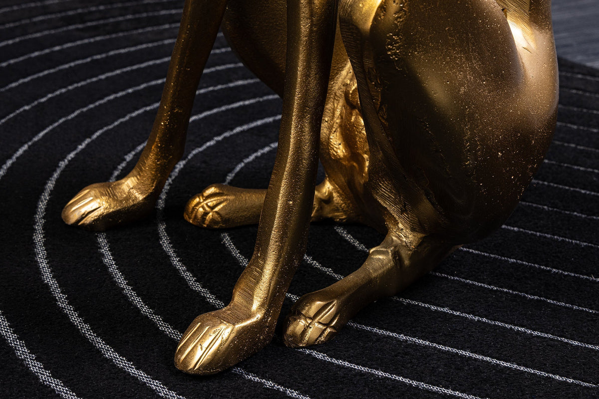 Design Skulptur GREYHOUND 70cm gold Metall Aluminium Windhund Figur
