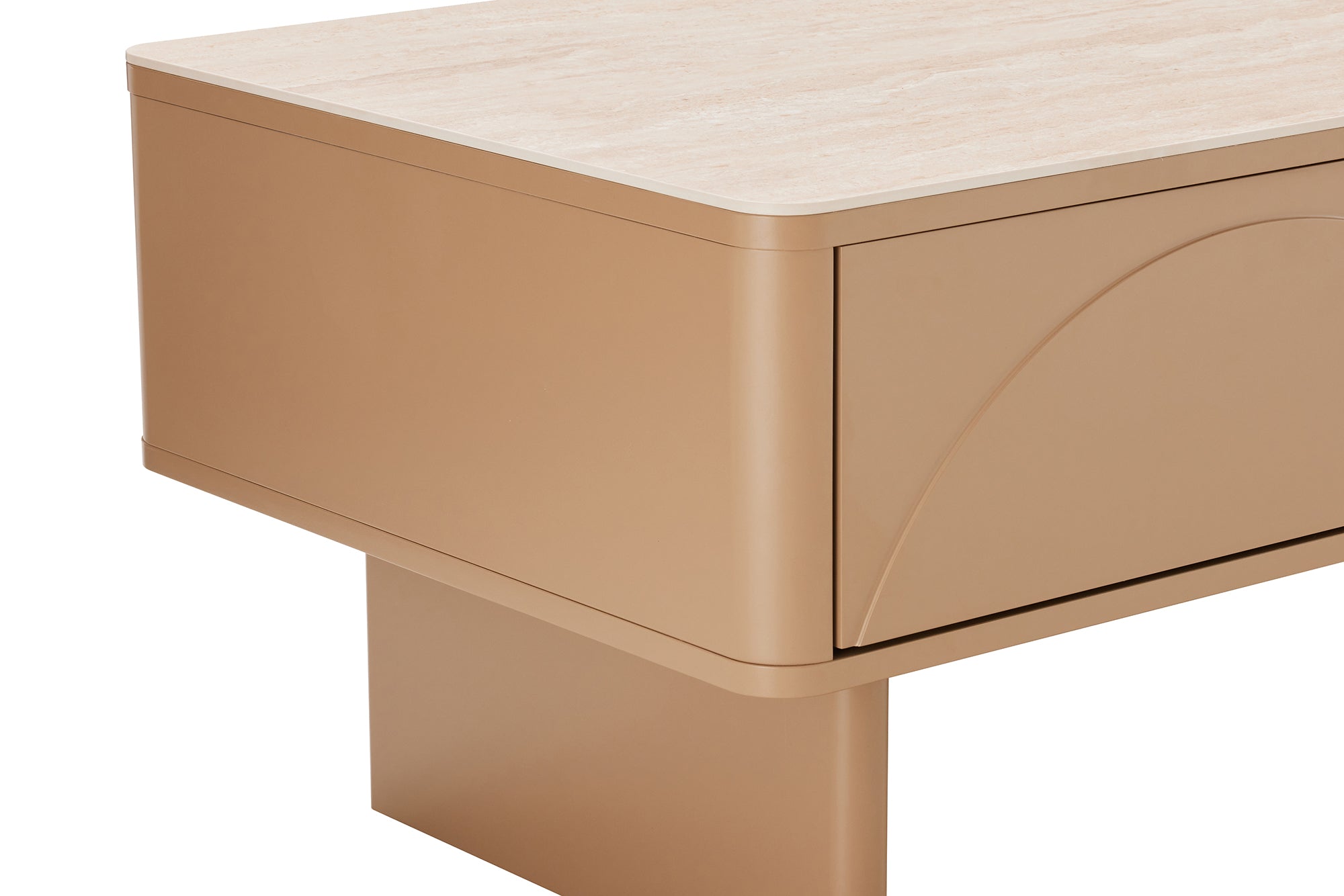 Design table basse SAVOY 120cm gris beige greige céramique travertin avec tiroir
