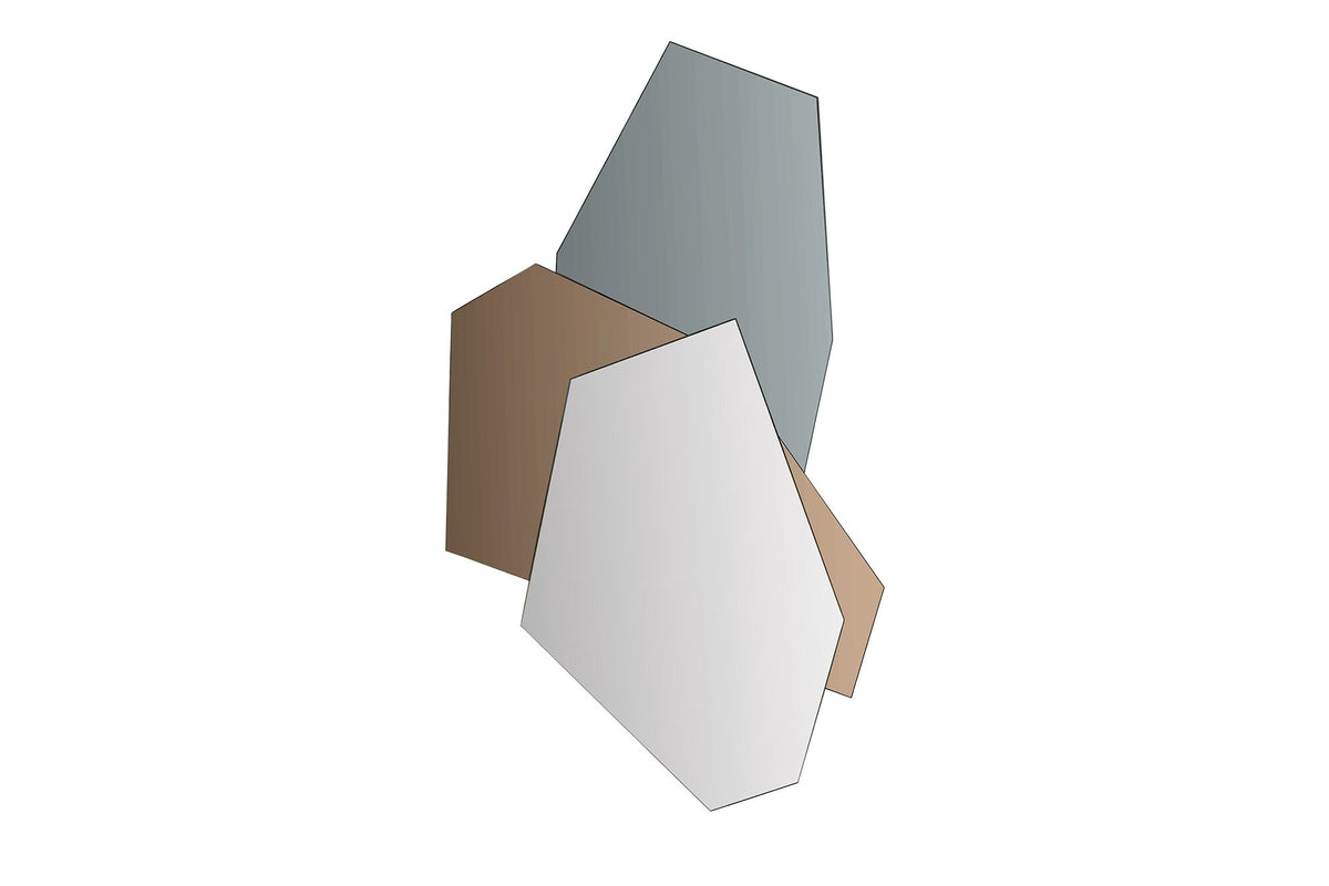 Design Wandspiegel GEOMETRIC 125cm blau braun klar drei Spiegelflächen