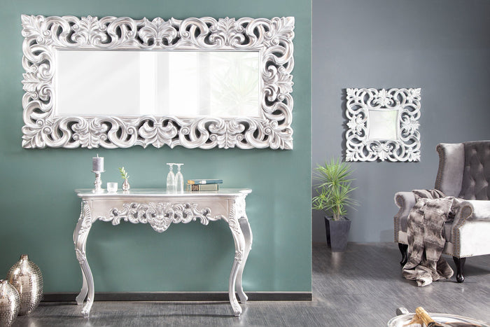Élégant miroir mural VENICE 180x90cm argent style baroque antique