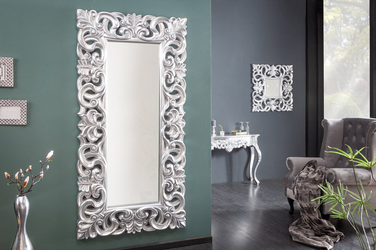 Élégant miroir mural VENICE 180x90cm argent style baroque antique